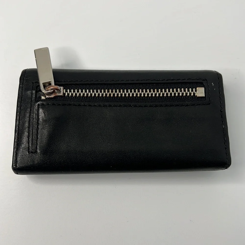 Lanvin key holder with key ring - black leather with silver hardware